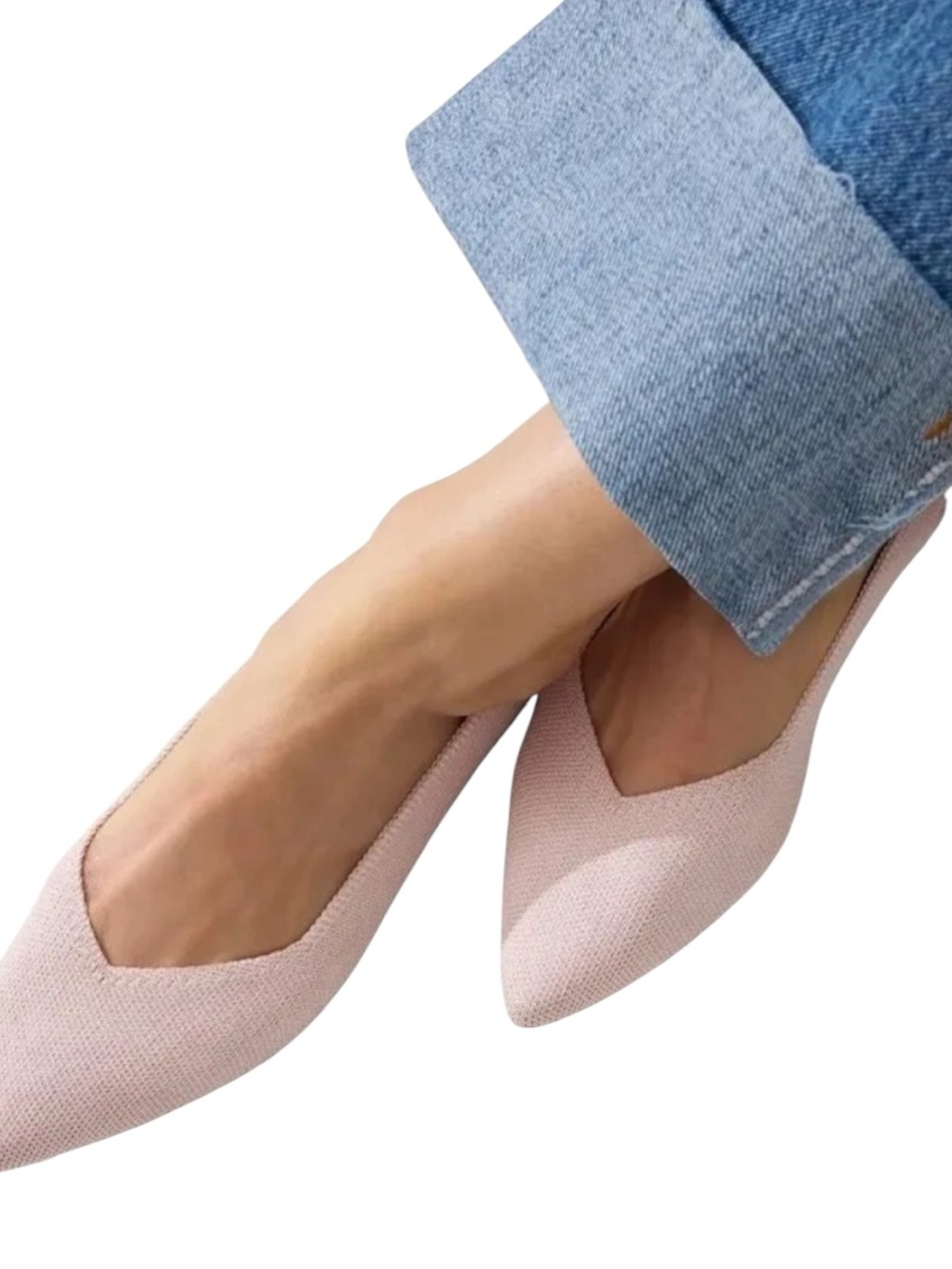ROTHY’s “The Point” Toe Ballet Flats in Light Blush Pink Size 6.5